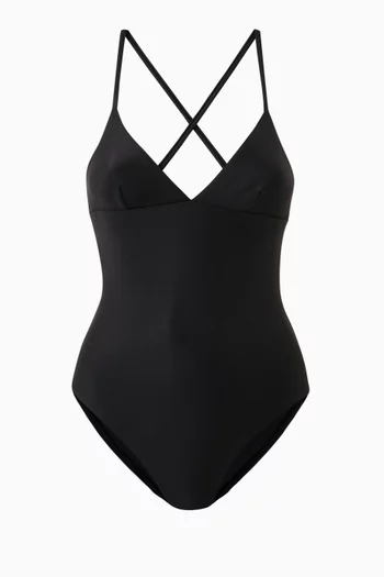 Plunge One-piece Swimsuit in Stretch Nylon