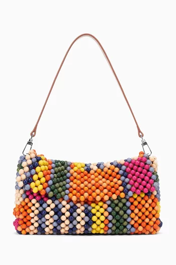 Timmy Beaded Shoulder Bag in Satin