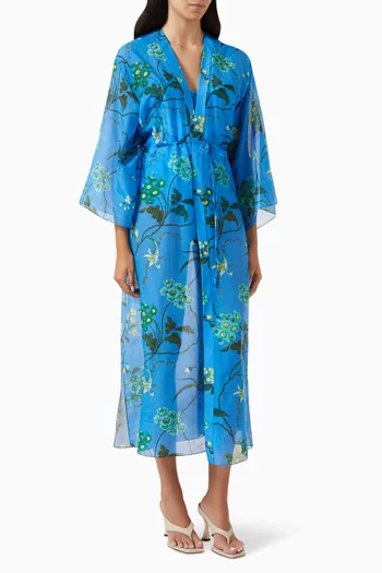 Tie-up Kaftan in Cotton Voile