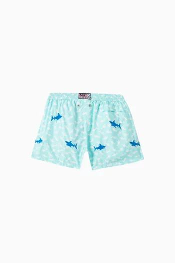 Embroidered Shark Swim Shorts