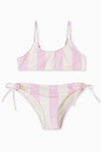 Striped Two-piece Swimsuit in Stretch Nylon
