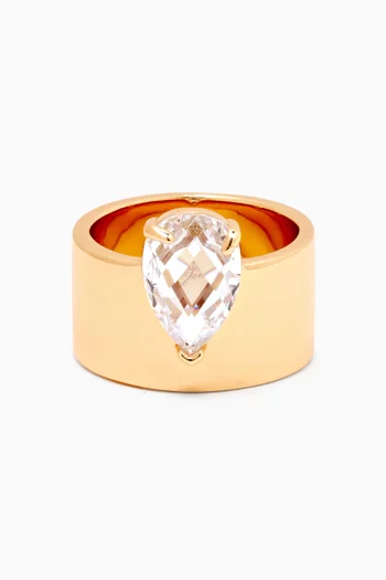 Diano Crystal Ring in 18kt Gold-plated Metal