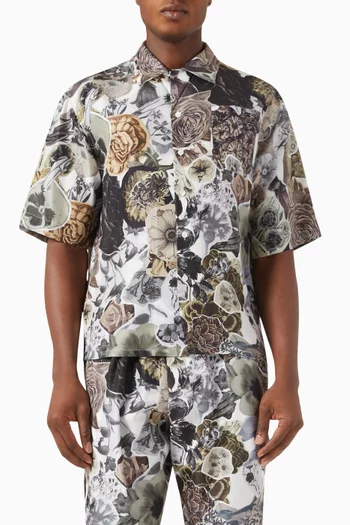 قميص واسع بنقشة زهور حرير هابوتاي