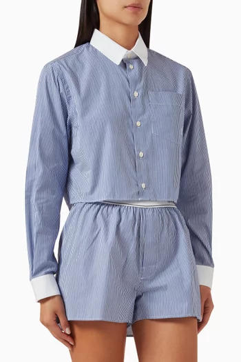 Striped Crop Shirt in Cotton