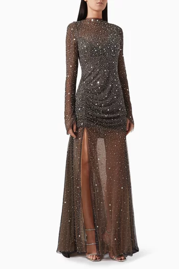 Charley Embellished Gown in Mesh