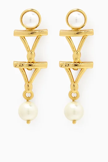 Lady Pearl Drop Earrings in 24kt Gold-plated Brass