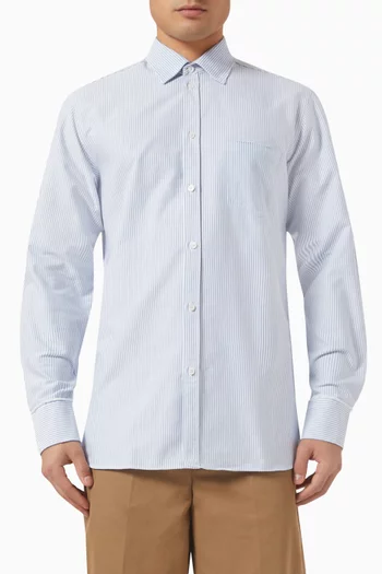 Striped Long-sleeve Shirt in Cotton