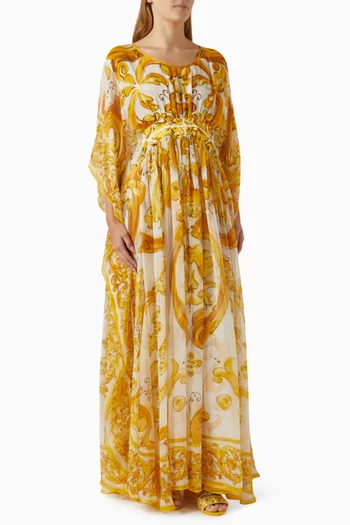 Majolica-print Maxi Dress in Silk-chiffon