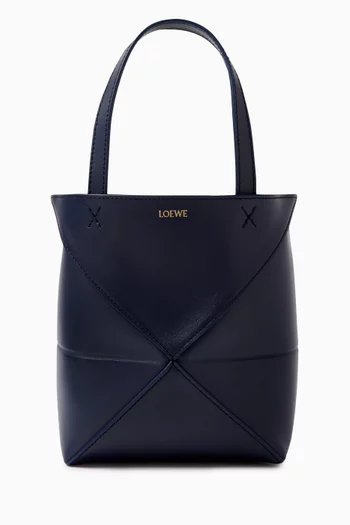 Mini Puzzle Fold Tote Bag in Shiny Calfskin