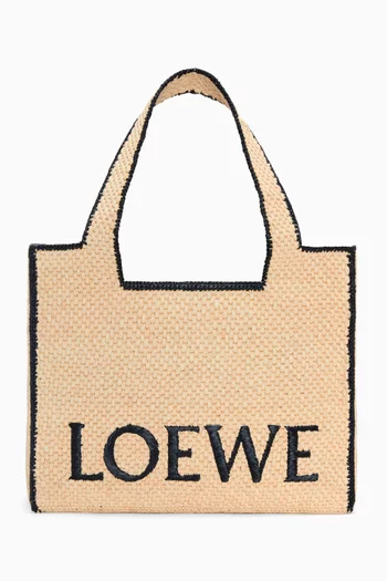 Large LOEWE Front Tote Bag in Raffia