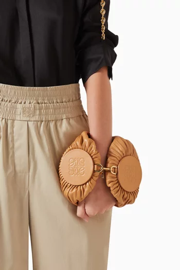 Bracelet Pouch in Pleated Nappa & Brass