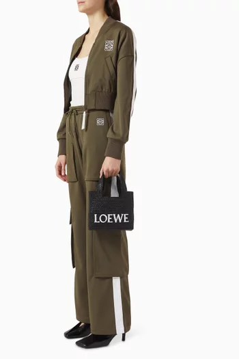 Mini LOEWE Font Tote Bag in Raffia