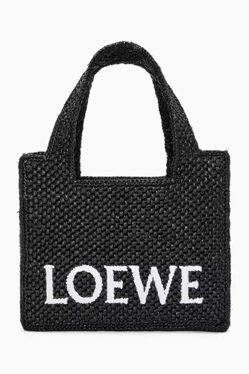 Mini LOEWE Font Tote Bag in Raffia