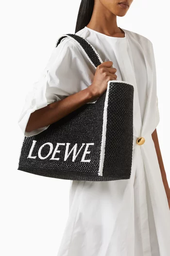 Large LOEWE Font Tote Bag in Raffia