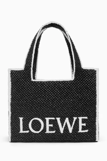 Large LOEWE Font Tote Bag in Raffia