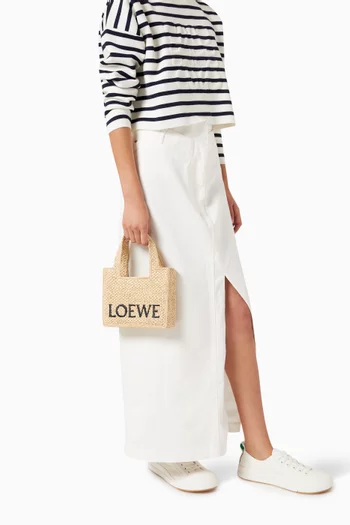 Mini Font Tote Bag in Raffia