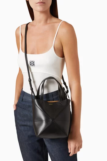 Mini Puzzle Fold Tote Bag in Leather