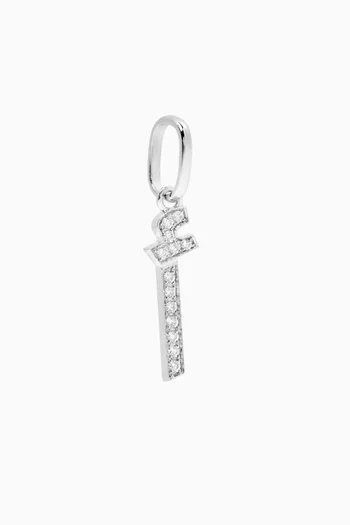 Arabic Single Initial Charm 'A' in Diamonds and 18kt White Gold