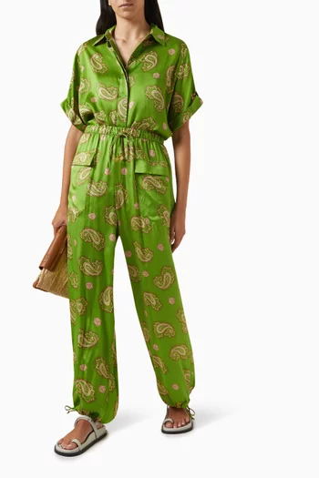 Dice Printed Pants in Silk