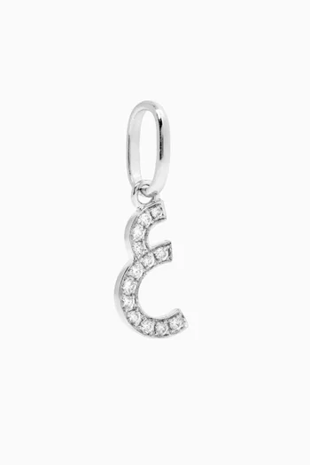 Arabic Single Initial Charm '3ein' in Diamonds and 18kt White Gold