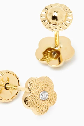 Flower Diamond Earrings in 18kt Yellow Gold