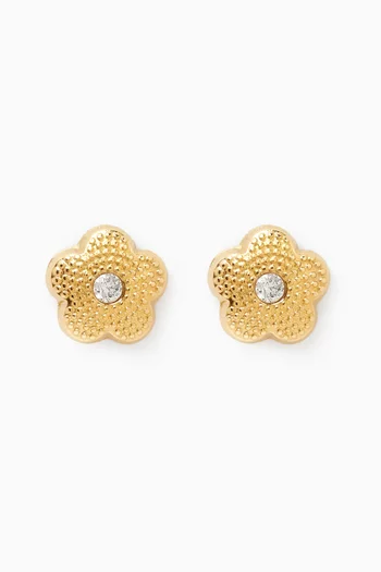 Flower Diamond Earrings in 18kt Yellow Gold