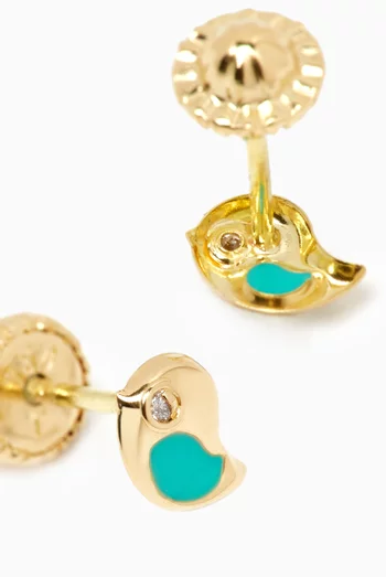Bird Diamond Stud Earrings in 18kt Yellow Gold