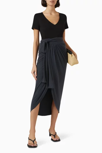 Tropez Wrap Midi Skirt in Viscose-jersey