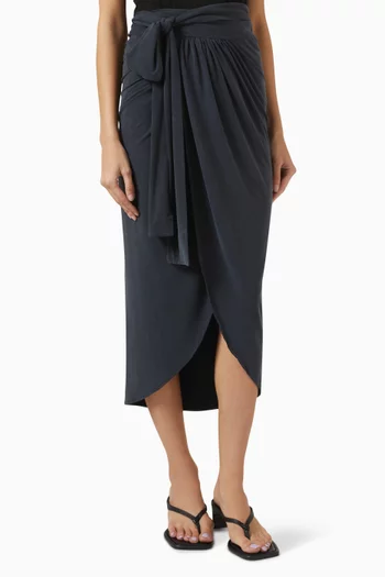 Tropez Wrap Midi Skirt in Viscose-jersey