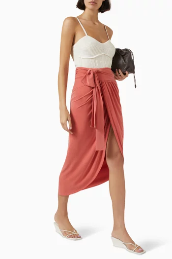 Tropez Wrap Midi Skirt in Viscose-jersey