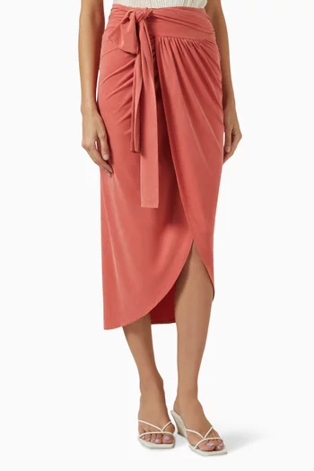 Tropez Wrap Midi Skirt in Viscose-jersey