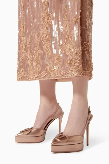 Valentino Garavani VLogo 120 Slingback Platform Pumps in Metallic Leather