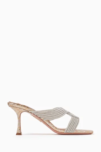 Gatsby 75 Crystal-embellished Mules in Metallic Leather