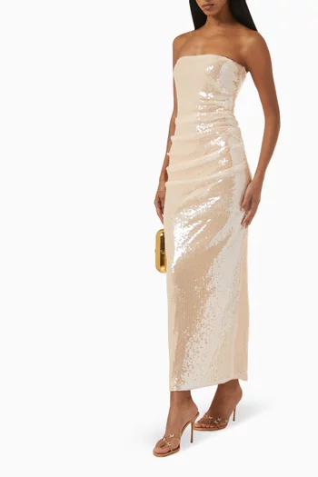 Strapless Maxi Dress in Sequins