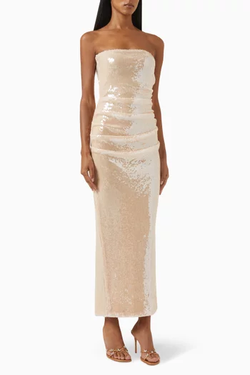 Strapless Maxi Dress in Sequins