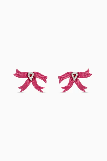 Solange Crystal Bow Studs in Recycled Silver