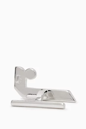 Arabic Letter "Noon' Cufflinks in Sterling Silver