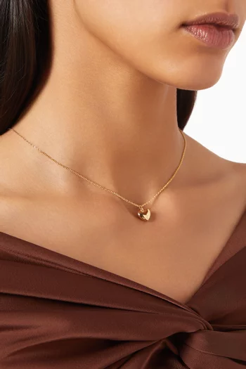 Puffed Heart Chain Necklace in Gold-vermeil