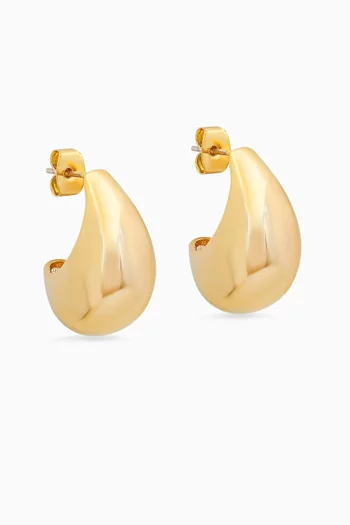 Puffy Teardrop Earrings in Gold-plated Brass