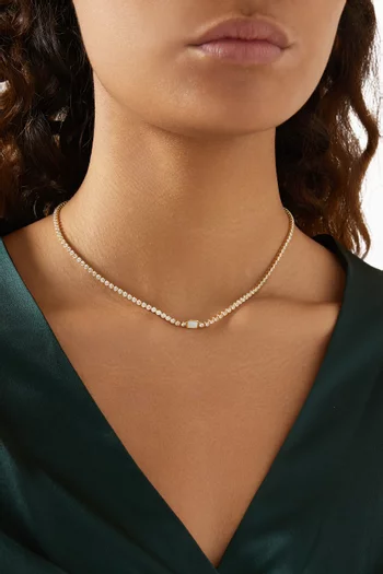 Jewel CZ Tennis Necklace in Gold-plated Brass