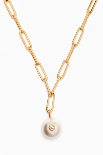 Pearl Chainlink Necklace in Gold-plated Brass