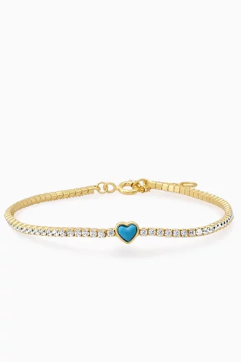 Turquoise & CZ Tennis Bracelet in Gold Vermeil