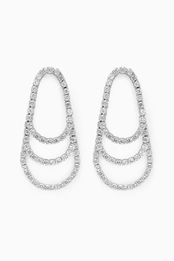 Triple Hoop Earrings in Rhodium-plated Brass