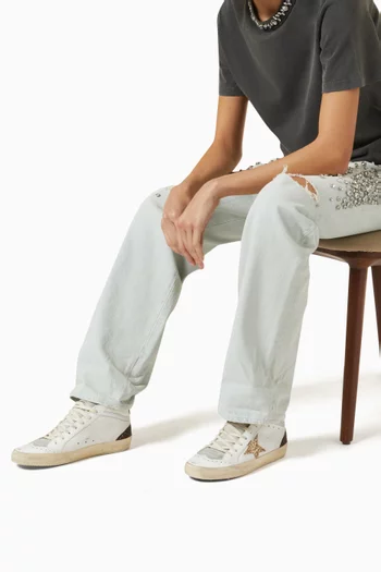 Mid-Star Sneakers in Leather & Glitter