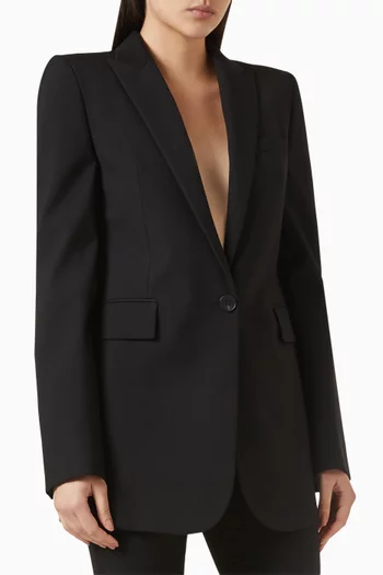 Stacked Shoulder Jacket in Wool Gabardine