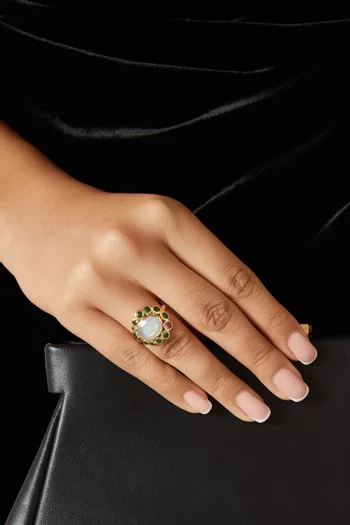Jasmine Tsavorite & Moonstone Ring in 9kt Gold