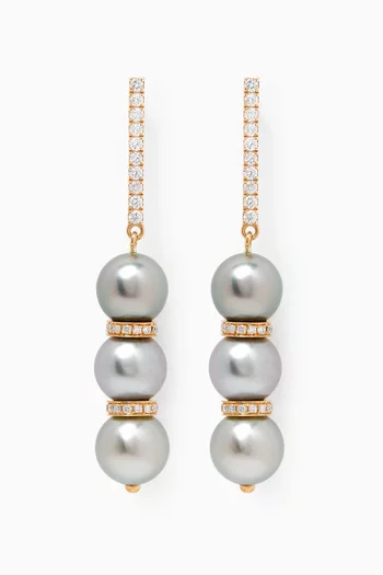 Amulette Pearl & Diamond Earrings in 18kt Yellow Gold