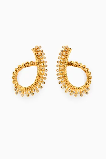 Twisted Round Earrings with Stones in 18kt Gold-plated Brass