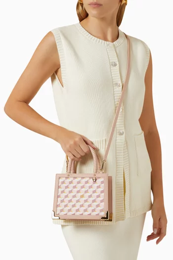 SagaCity 18 Tote Bag in Jacquard & Leather