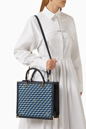 SagaCity 31 Tote Bag in Jacquard & Leather